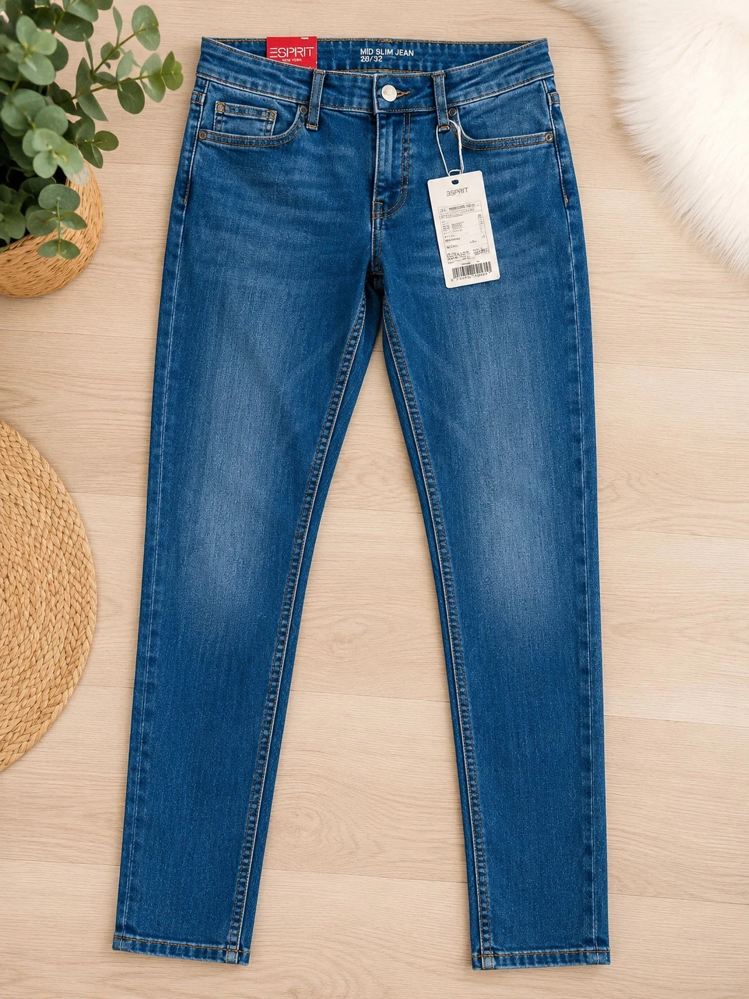 Jean Esprit New York Slim Fit Mid Rise W28/L32 Bleu Denim Stretch Neuf avec étiquette